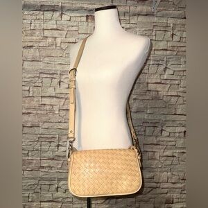 Cole Haan Heritage Weave Hadley Shoulder /Crossbody Bag Beige Leather (Flaw)